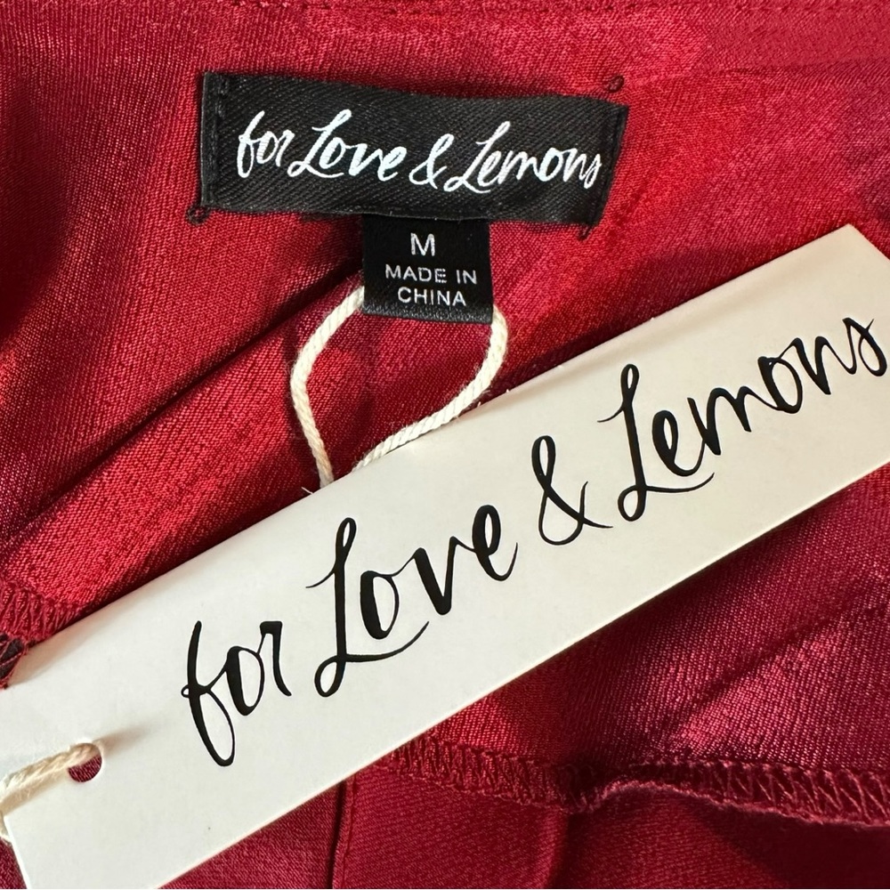 For Love And Lemons Elora Midi Dress Red Medium NWT Evening Party Slit Holiday - Picture 10 of 12